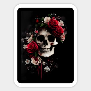 Skull and rose design Sticker